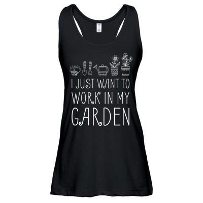 I Just Want To Work In My Garden Ladies Essential Flowy Tank