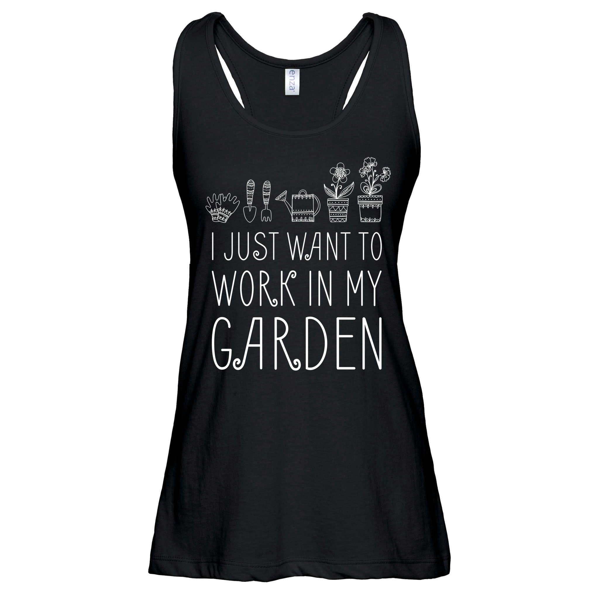 I Just Want To Work In My Garden Ladies Essential Flowy Tank