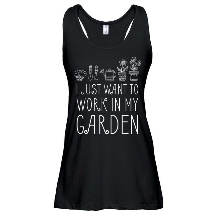 I Just Want To Work In My Garden Ladies Essential Flowy Tank