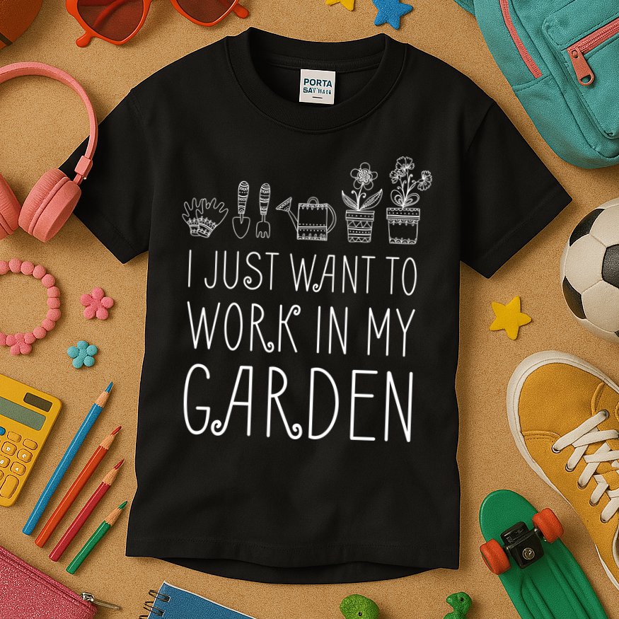 I Just Want To Work In My Garden Kids T-Shirt