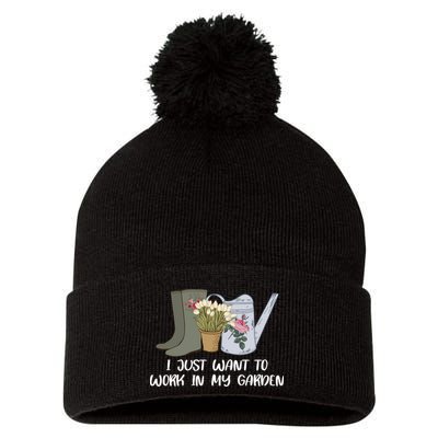 I Just Want To Work On My Garden Pom Pom 12in Knit Beanie