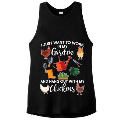 I Just Want Work In My Garden And Hang Out With My Chickens Ladies PosiCharge Tri-Blend Wicking Tank