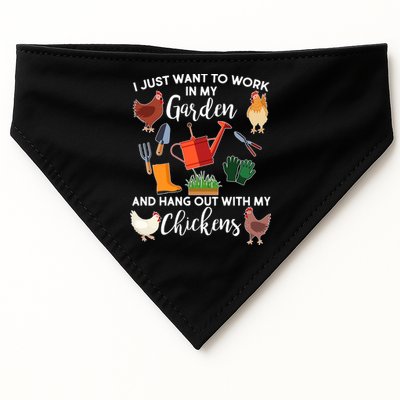I Just Want Work In My Garden And Hang Out With My Chickens USA-Made Doggie Bandana