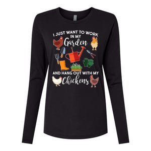 I Just Want Work In My Garden And Hang Out With My Chickens Womens Cotton Relaxed Long Sleeve T-Shirt