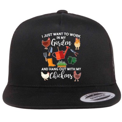 I Just Want Work In My Garden And Hang Out With My Chickens Flatbill Hat