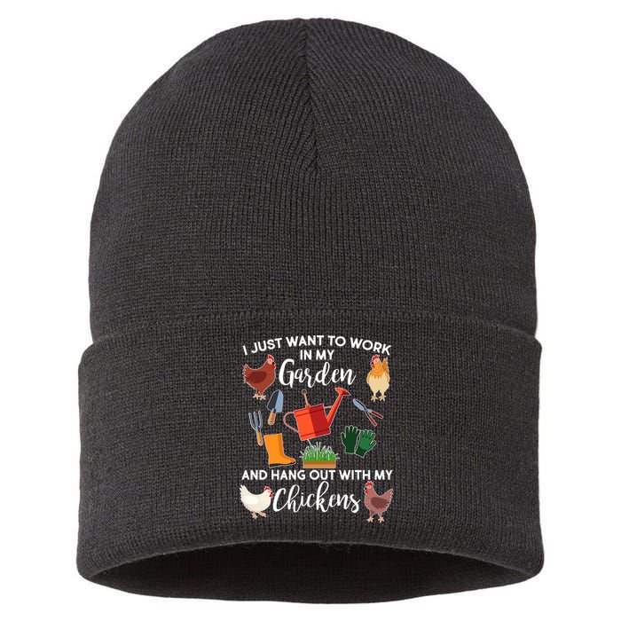 I Just Want Work In My Garden And Hang Out With My Chickens Sustainable Knit Beanie