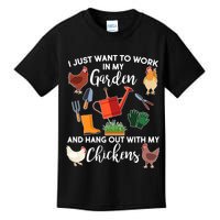 I Just Want Work In My Garden And Hang Out With My Chickens Kids T-Shirt