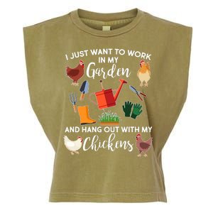 I Just Want Work In My Garden And Hang Out With My Chickens Garment-Dyed Women's Muscle Tee