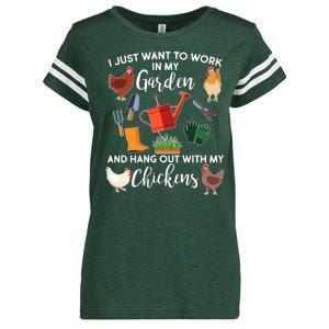 I Just Want Work In My Garden And Hang Out With My Chickens Enza Ladies Jersey Football T-Shirt