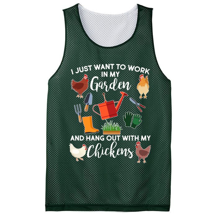I Just Want Work In My Garden And Hang Out With My Chickens Mesh Reversible Basketball Jersey Tank