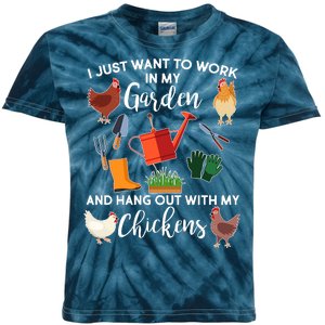 I Just Want Work In My Garden And Hang Out With My Chickens Kids Tie-Dye T-Shirt