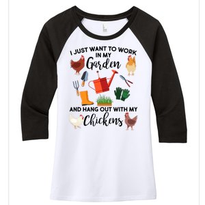 I Just Want Work In My Garden And Hang Out With My Chickens Women's Tri-Blend 3/4-Sleeve Raglan Shirt