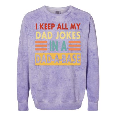 I Keep All My Dad Jokes In A Dad-A-Base Colorblast Crewneck Sweatshirt