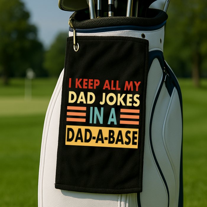 I Keep All My Dad Jokes In A Dad-A-Base Golf Towel