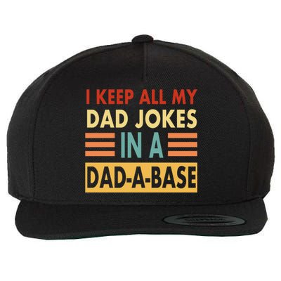 I Keep All My Dad Jokes In A Dad-A-Base Wool Snapback Cap