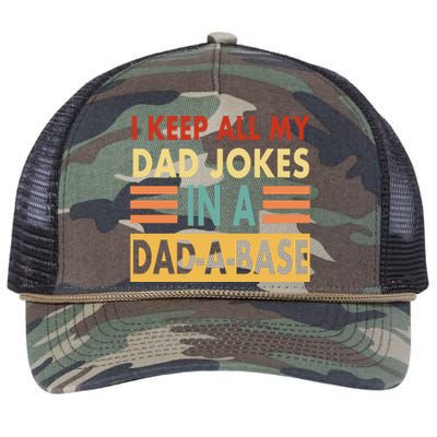 I Keep All My Dad Jokes In A Dad-A-Base Retro Rope Trucker Hat Cap