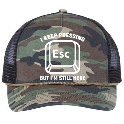 I Keep Pressing ESC But I'm Still Here Retro Rope Trucker Hat Cap