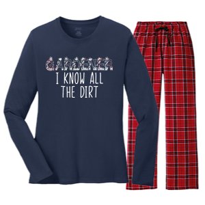 I Know All The Dirt Funny Gardening  Women's Long Sleeve Flannel Pajama Set 