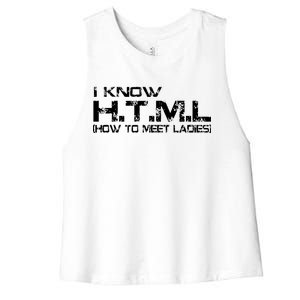 I know HTML How To Meet Ladies Women's Racerback Cropped Tank