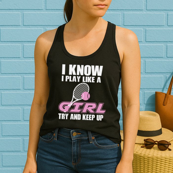 I Know I Play Like A Girl Try To Keep Up Womens Tank Top