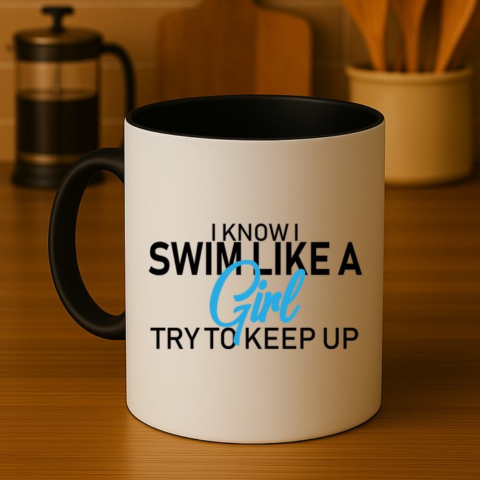 I Know I Swim Like A Girl Try To Keep Up Mug