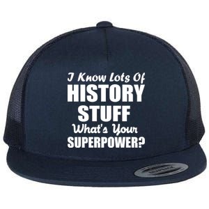 I Know Lots Of History What's Your Superpower Flat Bill Trucker Hat