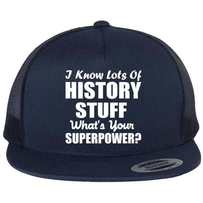 I Know Lots Of History What's Your Superpower Flat Bill Trucker Hat