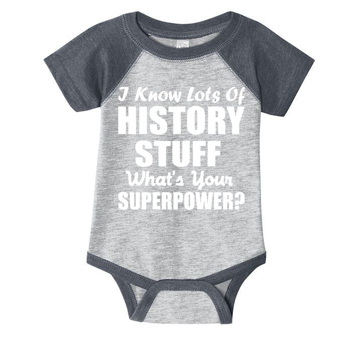 I Know Lots Of History What's Your Superpower Infant Baby Jersey Bodysuit