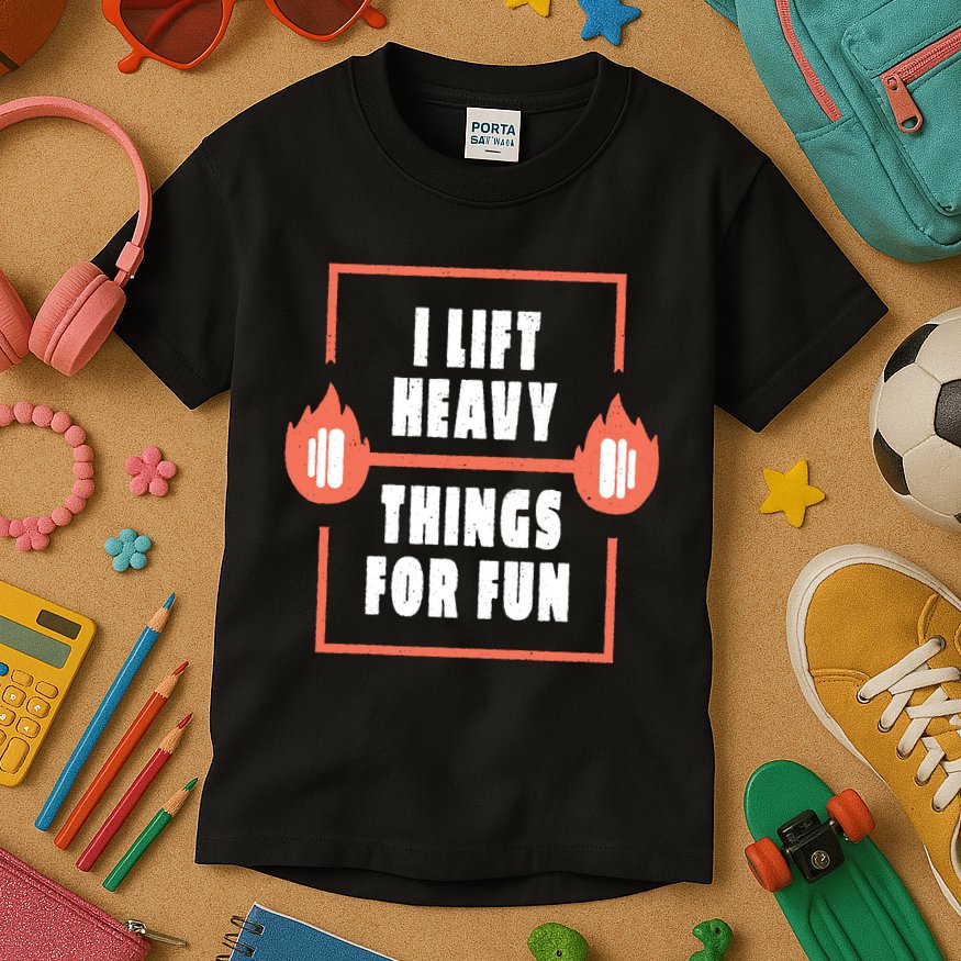 I Lift Heavy Things For Fun Kids T-Shirt