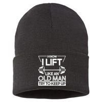 I Lift Like An Old Man Try To Keep Up Sustainable Knit Beanie