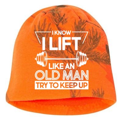 I Lift Like An Old Man Try To Keep Up Kati - Camo Knit Beanie