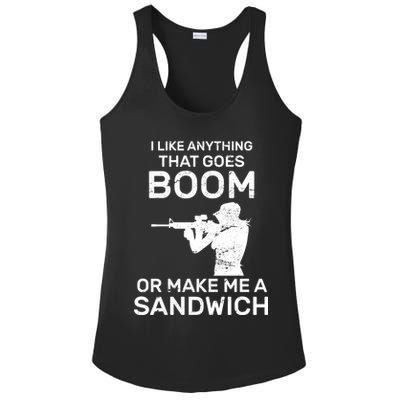 I Like Anything That Goes Boom Ladies PosiCharge Competitor Racerback Tank