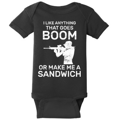 I Like Anything That Goes Boom Baby Bodysuit