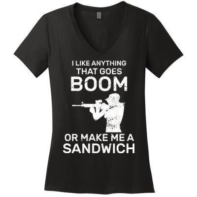 I Like Anything That Goes Boom Women's V-Neck T-Shirt