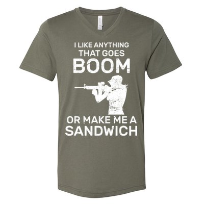 I Like Anything That Goes Boom V-Neck T-Shirt