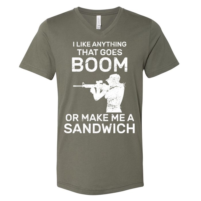 I Like Anything That Goes Boom V-Neck T-Shirt
