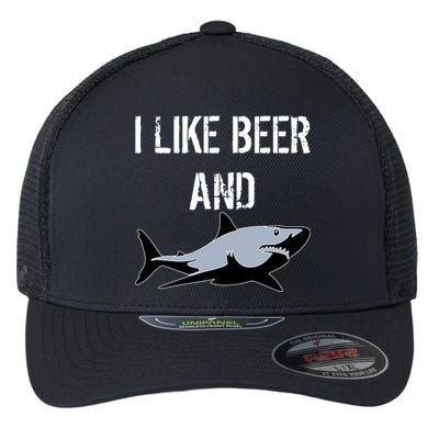 I Like Beer And Sharks Flexfit Unipanel Trucker Cap