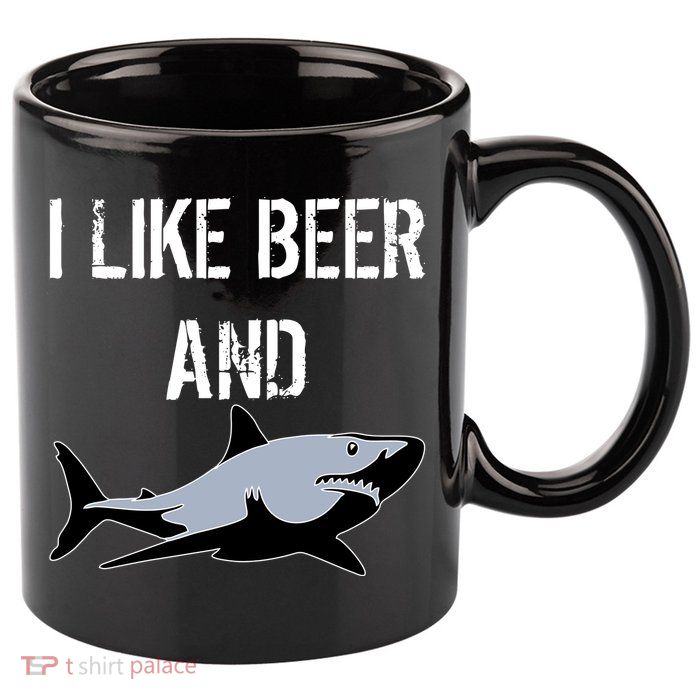 I Like Beer And Sharks 11oz C Handle Ceramic Mug