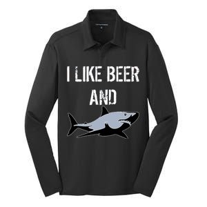 I Like Beer And Sharks Silk Touch Performance Long Sleeve Polo