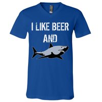 I Like Beer And Sharks V-Neck T-Shirt