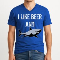 I Like Beer And Sharks V-Neck T-Shirt