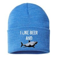 I Like Beer And Sharks Sustainable Knit Beanie