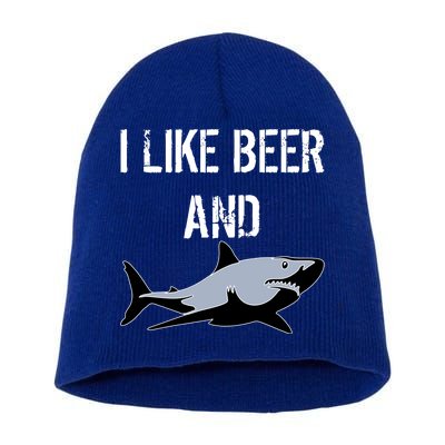 I Like Beer And Sharks Short Acrylic Beanie