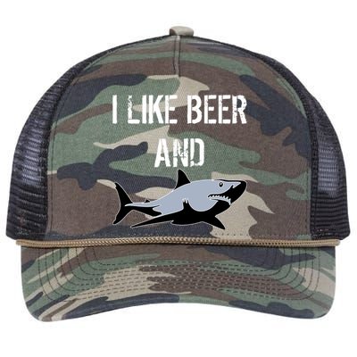 I Like Beer And Sharks Retro Rope Trucker Hat Cap