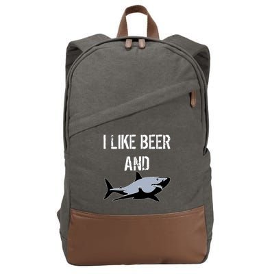 I Like Beer And Sharks Cotton Canvas Backpack