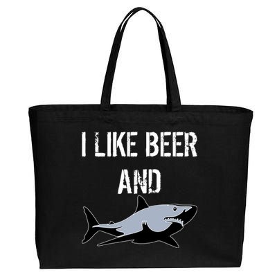 I Like Beer And Sharks Cotton Canvas Jumbo Tote