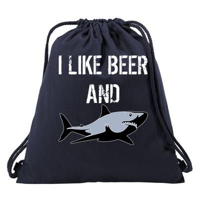 I Like Beer And Sharks Drawstring Bag