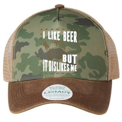 I Like Beer But It Dislikes Me Legacy Tie Dye Trucker Hat