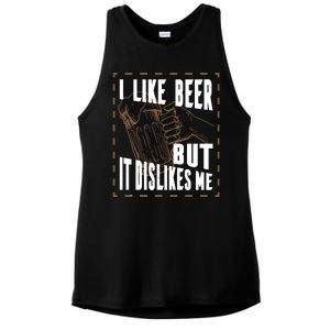 I Like Beer But It Dislikes Me Ladies PosiCharge Tri-Blend Wicking Tank