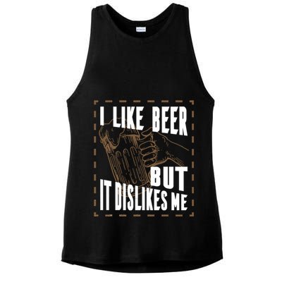 I Like Beer But It Dislikes Me Ladies PosiCharge Tri-Blend Wicking Tank